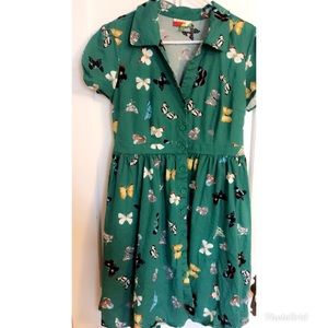 Modcloth Green Butterfly Print Dress